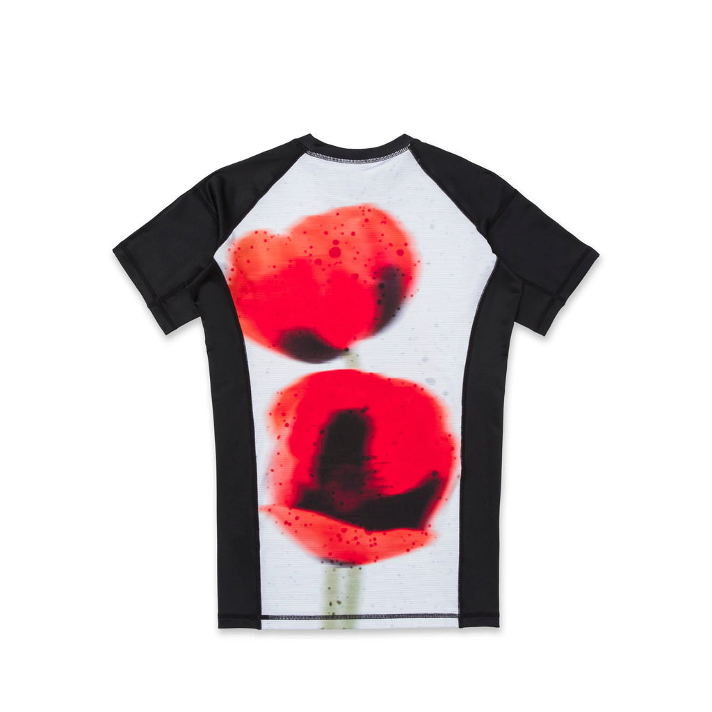 Albino & Preto Floral Fury Short Sleeve BJJ Rash Guard