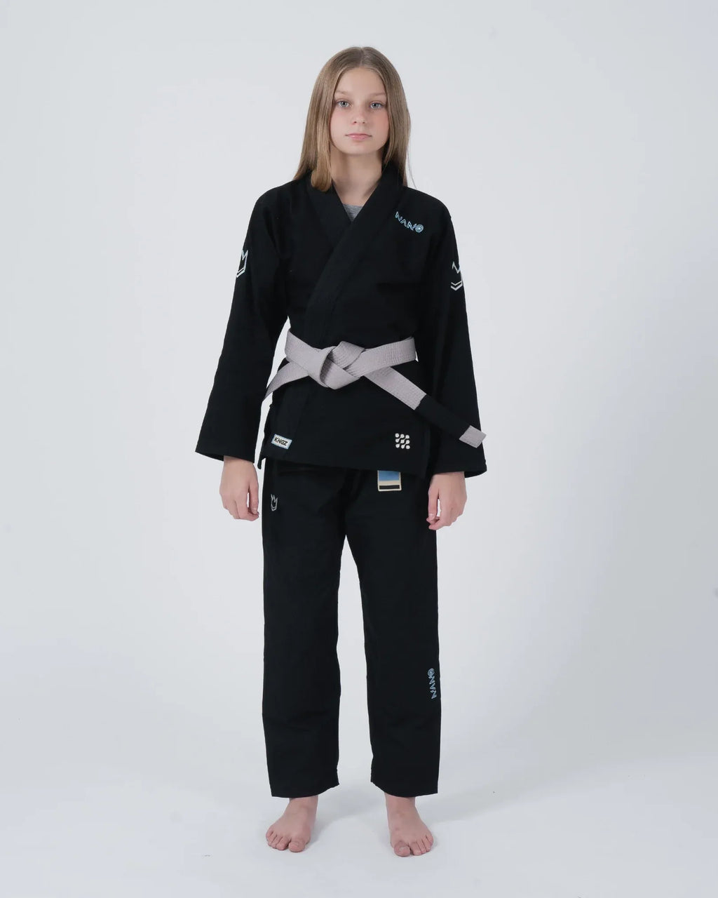 KINGZ NANO 3.0 JIU JITSU INFANTIL - KIMONO / GI NEGRO - AZUL - BLANCO