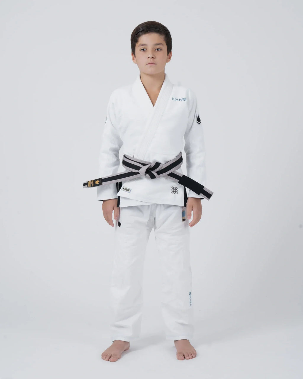 KINGZ NANO 3.0 JIU JITSU INFANTIL - KIMONO / GI NEGRO - AZUL - BLANCO