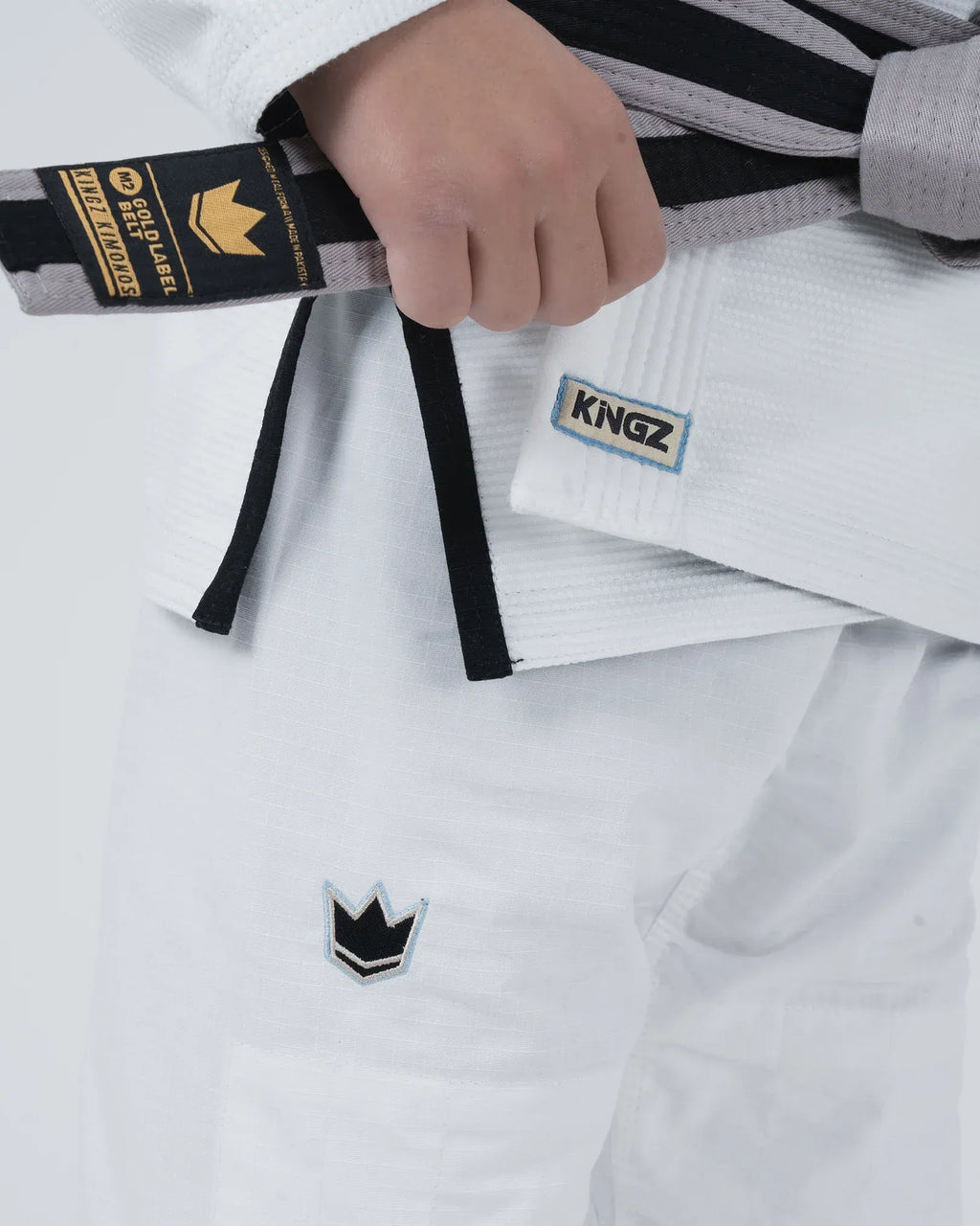 KINGZ NANO 3.0 JIU JITSU INFANTIL - KIMONO / GI NEGRO - AZUL - BLANCO