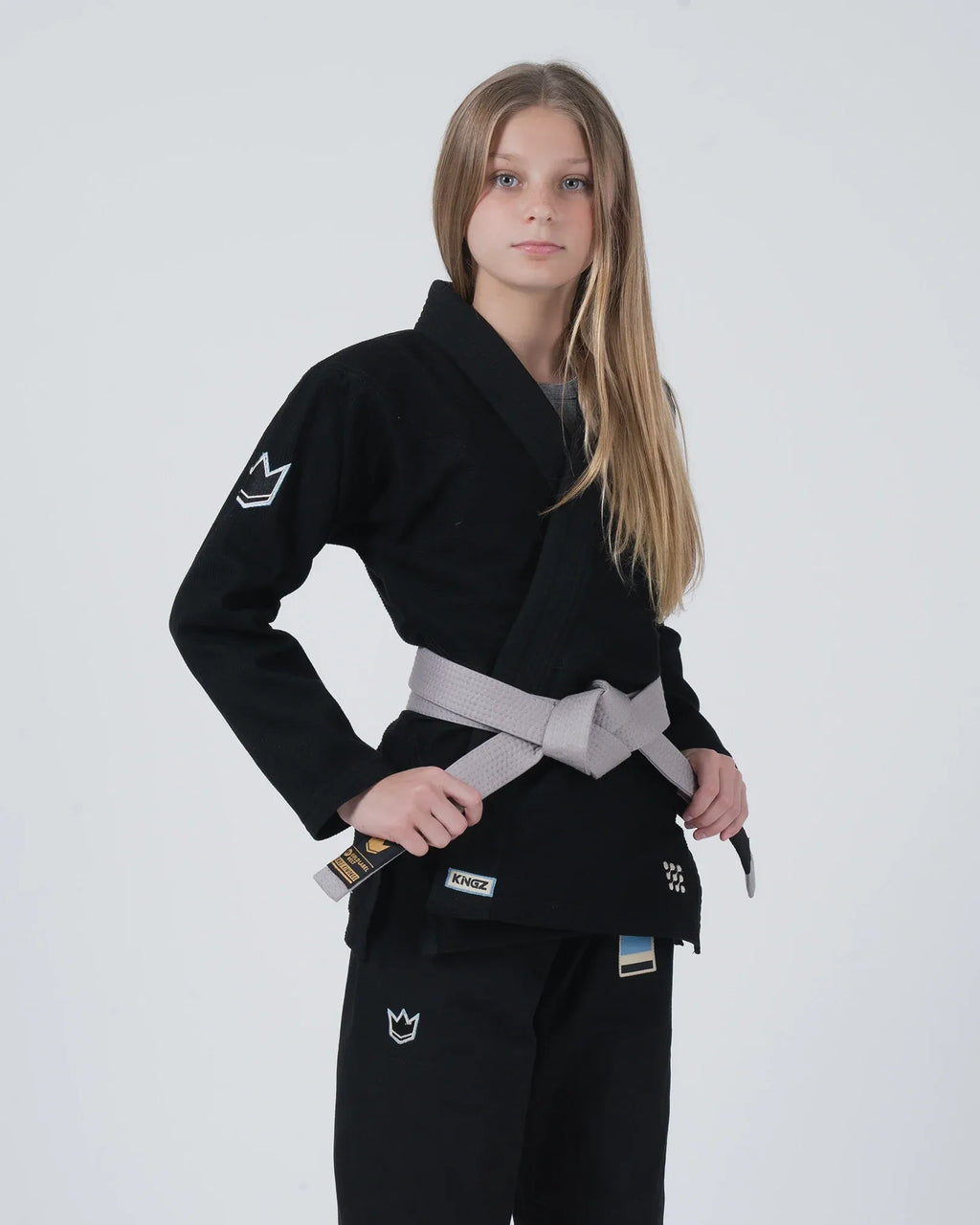 KINGZ NANO 3.0 JIU JITSU INFANTIL - KIMONO / GI NEGRO - AZUL - BLANCO