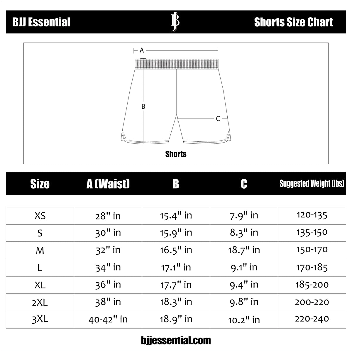 Albino & Preto Size Chart
