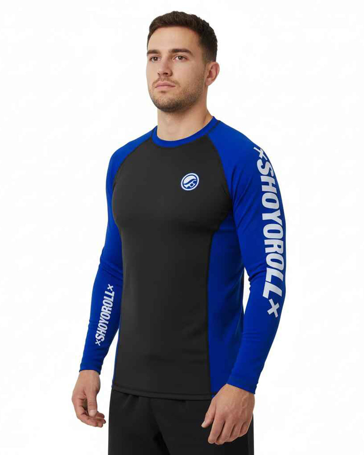 SHOYOROLL AZURE TRAINING LONG SLEEVE BLACK - PREMIUM BJJ NO-GI GEAR RASHGUARD