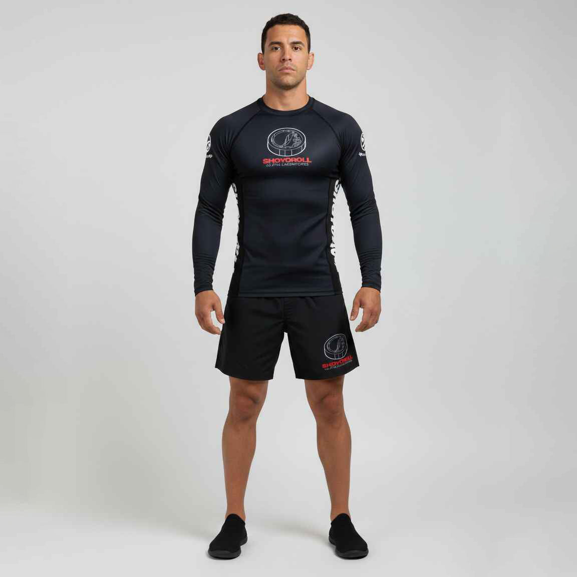 SHOYOROLL 3D TRAINING LONG SLEEVE BLACK PREMIUM BJJ NO-GI COMPRESSION RASHGUARD