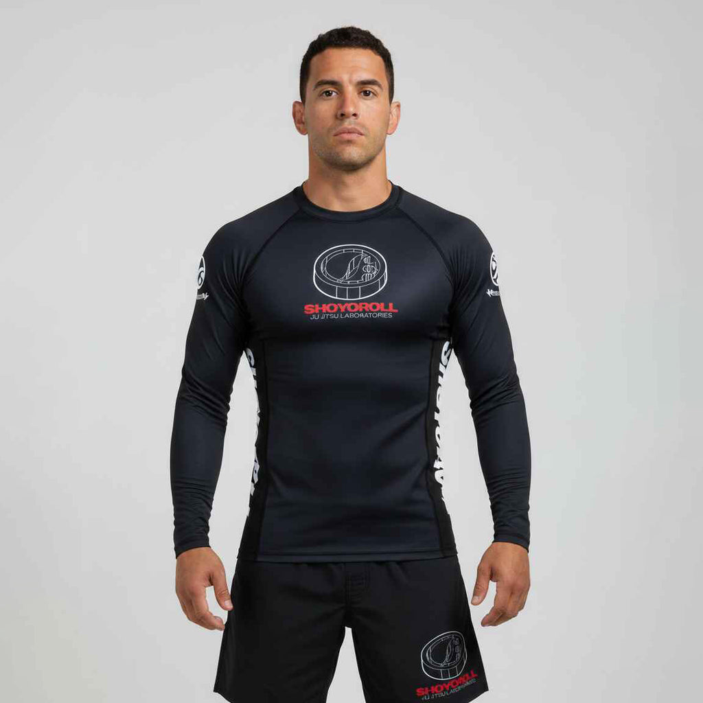 SHOYOROLL 3D TRAINING LONG SLEEVE BLACK PREMIUM BJJ NO-GI COMPRESSION RASHGUARD