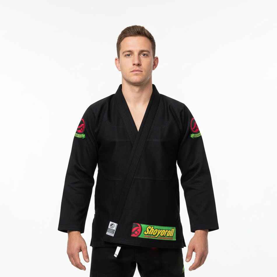 SHOYOROLL RASTA COMPETITOR BJJ MMA GRAPPLER BRASILIANISCHES JIUJITSU SCHWARZER KIMONO / GI