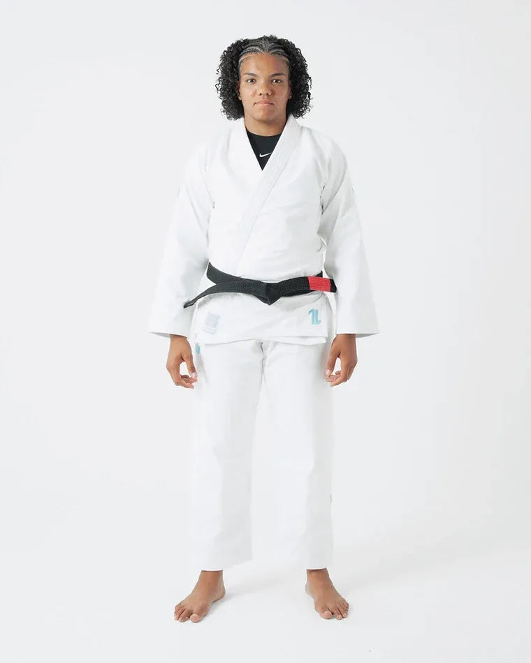 KINGZ THE ONE DAMEN JIU JITSU (VERSION 2023) - WEISS - HELLBLAU - KOSTENLOSER WEISSER GÜRTEL KIMONO / GI